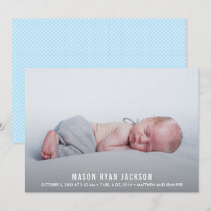 Carte Baby Boy Photo Annonces de naissance simples