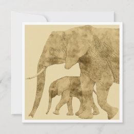 Carte Baby Elephant with it's Mother 