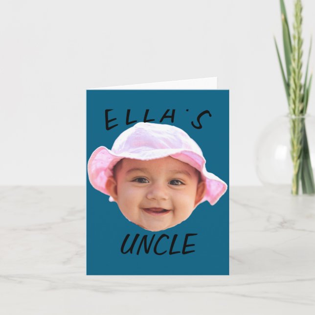 Carte Baby Face Photo Text New Uncle  (Devant)