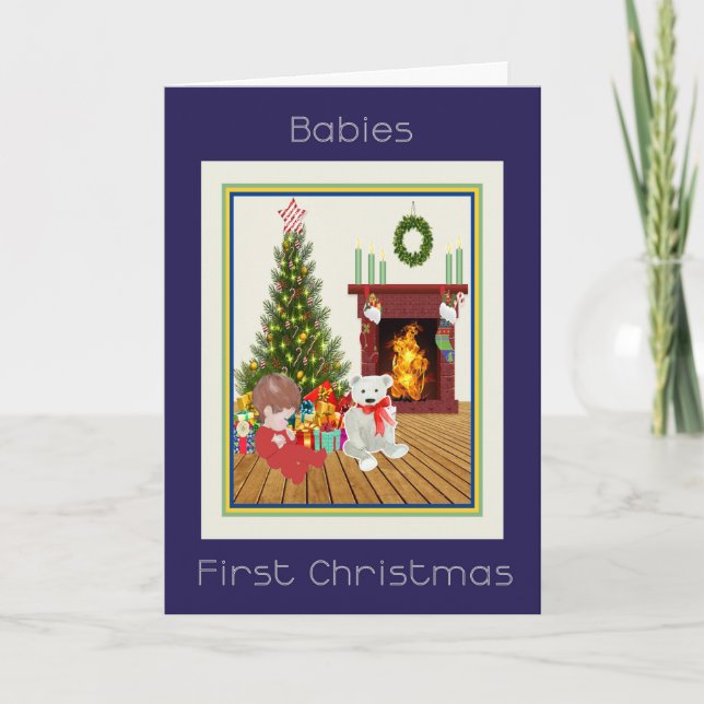 Carte Baby First Christmas Baby Tree & Room (Devant)