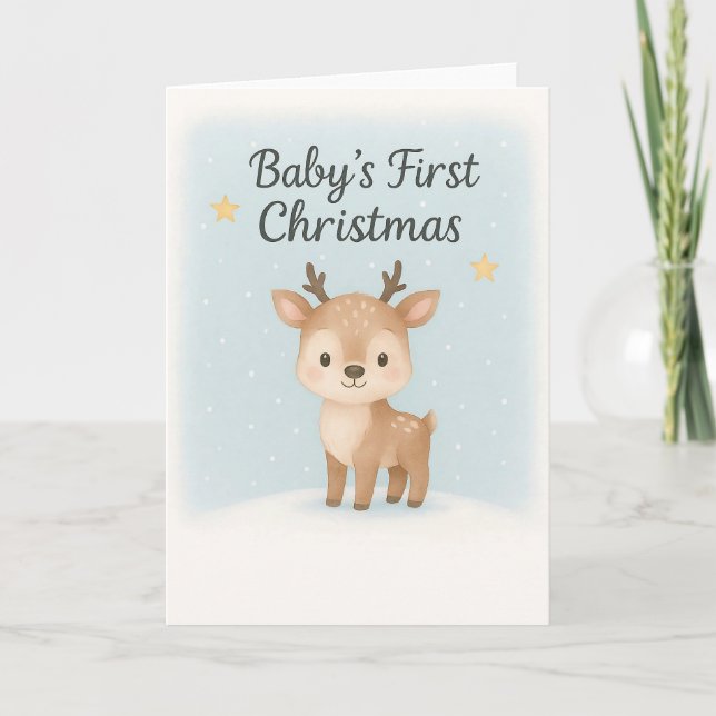 Carte Baby first christmas reindeer sweet gentle holiday (Devant)