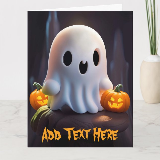 Carte Baby Ghost Déplaisant mignon caractère Halloween (Devant)