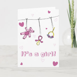 Carte Baby girl born "it's a girl!" Celebration