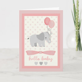 Carte Baby Girl Elephant avec ballons