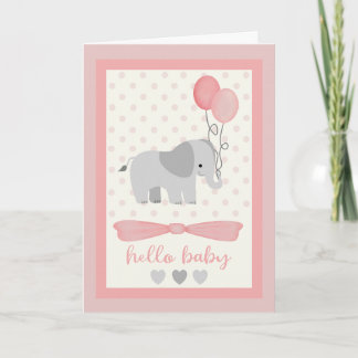 Carte Baby Girl Elephant avec ballons