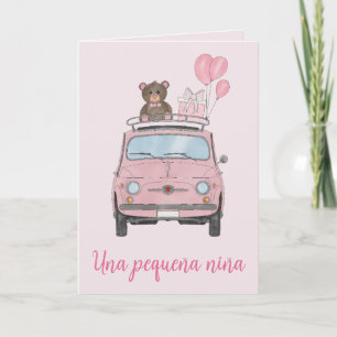 Carte Baby Girl Fiat 500 Félicitations espagnoles