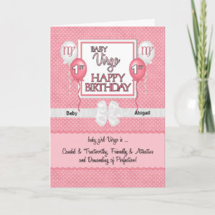 Carte Baby Girls 1er Anniversaire Virgo Zodiac