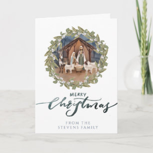 Carte Baby Jesus in the Manger Nativité Folded Photo