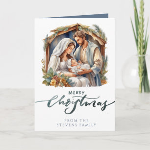 Carte Baby Jesus in the Manger Nativité Folded Photo