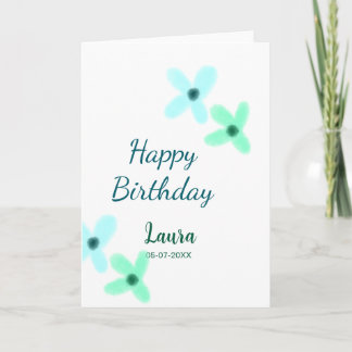 Carte Baby kids 1st birthday add name blue green pastel 