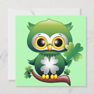 Carte Baby Owl St Patrick Paddy Cartoon