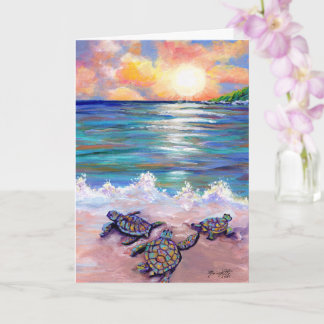 Carte Baby Sea Turtles at the Beach Greeting Card