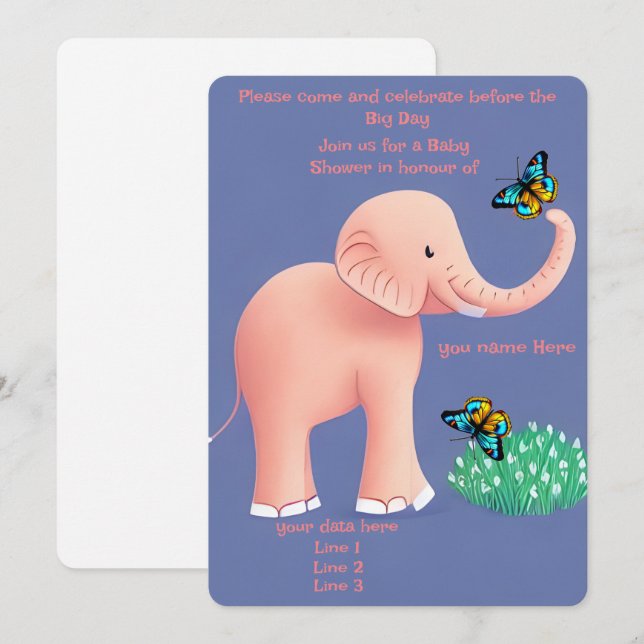 Carte baby shower (Devant / Derrière)