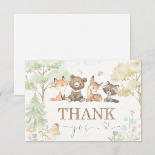 Carte Baby Shower Animaux de la Forêt Merci