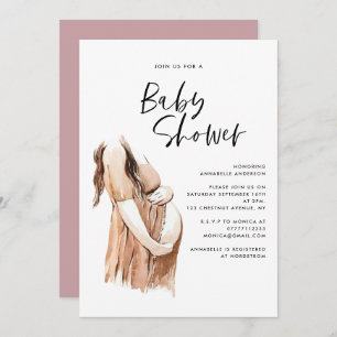 Carte Baby shower aquarelle illustration script simple
