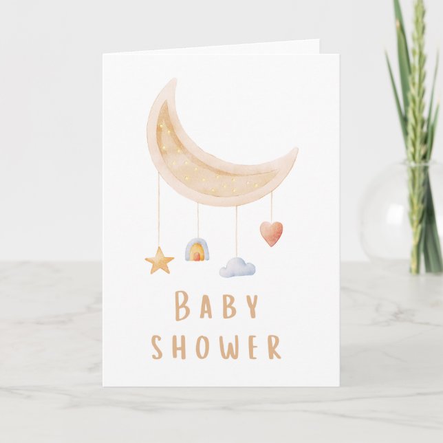 Carte baby shower avec Crescent Moon Mobile (Devant)