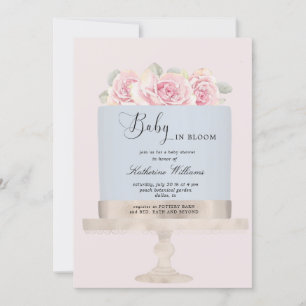Carte baby shower bébé en fleur de gâteau fleuri invitat