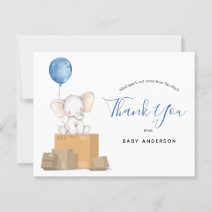 Carte Baby shower bleu éléphant par Merci de courrier