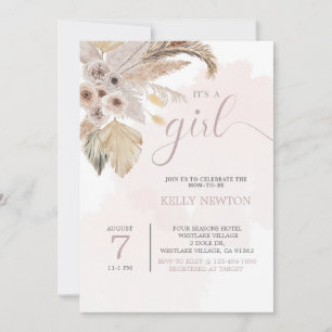 CARTE BABY SHOWER BOHO, PAMPAS GRASS, BÉBÉ