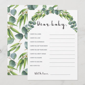 Carte Baby shower Botanique Eucalyptus souhaits pour béb