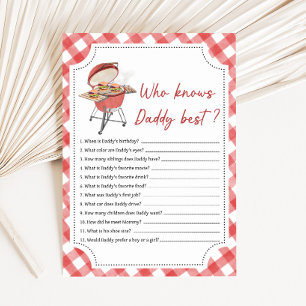 Carte Baby Shower Burger Rouge BBQ Jeu Qui Connaît le mi