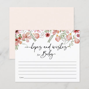 Carte Baby shower Chic Fleurs Roses Espoirs & Souh