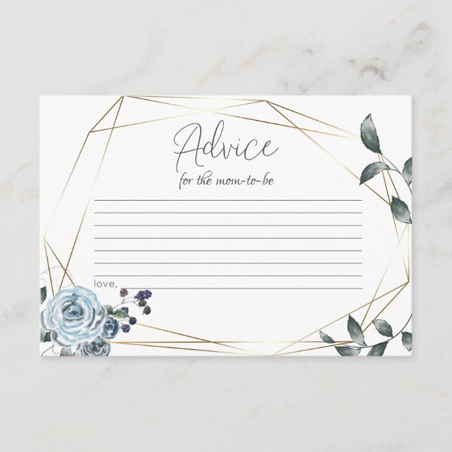 Carte baby shower Conseils Dusty Blue Floral (Devant)