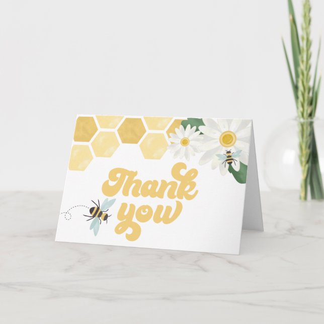 Carte Baby shower d'abeilles Merci (Devant)