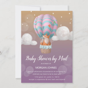 Carte baby shower d'animaux en ballon d'avion par courri