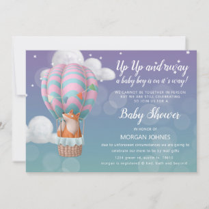 Carte baby shower d'animaux en ballon d'avion par courri