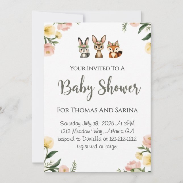 Carte Baby shower de conception des bois (Devant)