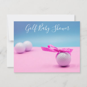 Carte Baby shower de golf avec balle de golf bleu et ros