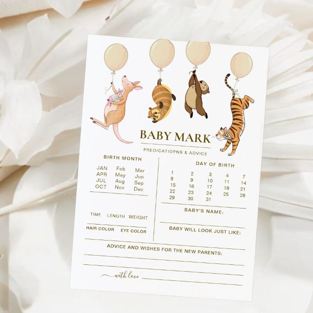 Carte Baby shower de prédictions pour les animaux de boi (Créateur téléchargé)