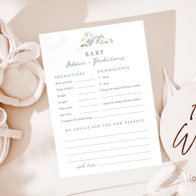 Carte Baby shower de prévisions Floral bleu (Créateur téléchargé)