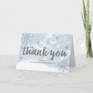 Carte Baby shower d'hiver Lavender Snowflakes Merci C