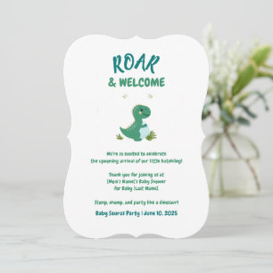 Carte Baby shower Dinosaure modifiable ROAR & BIENVENUE