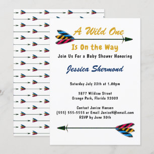 Carte Baby shower Faux Gold A Wild One Tribal Arro