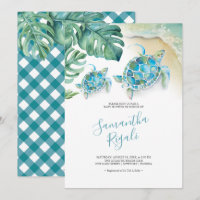 Baby shower Feuille de tortue de mer tropicale