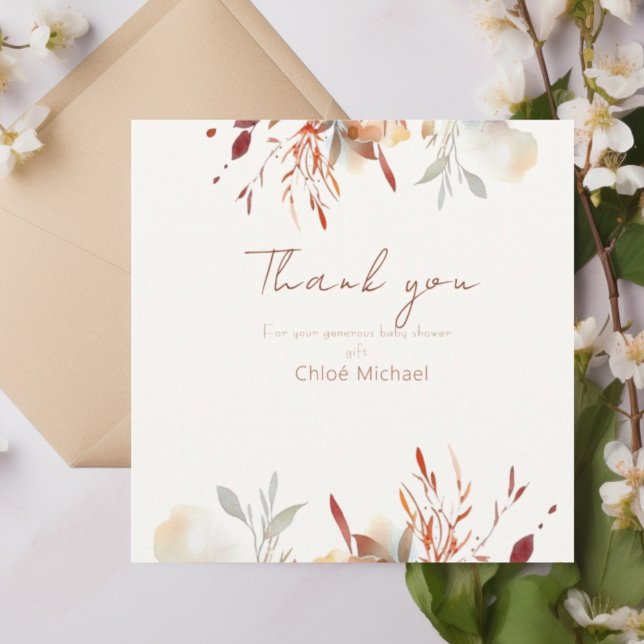 Carte Baby shower fleur sauvage simple (Créateur téléchargé)