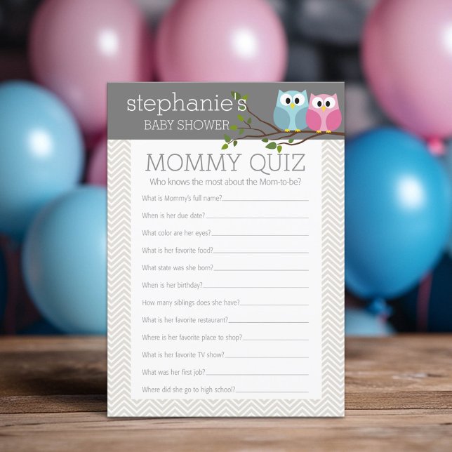 Carte Baby shower Game - Qui Connaît Mommy Meilleur Quiz (Custom Shower Game)