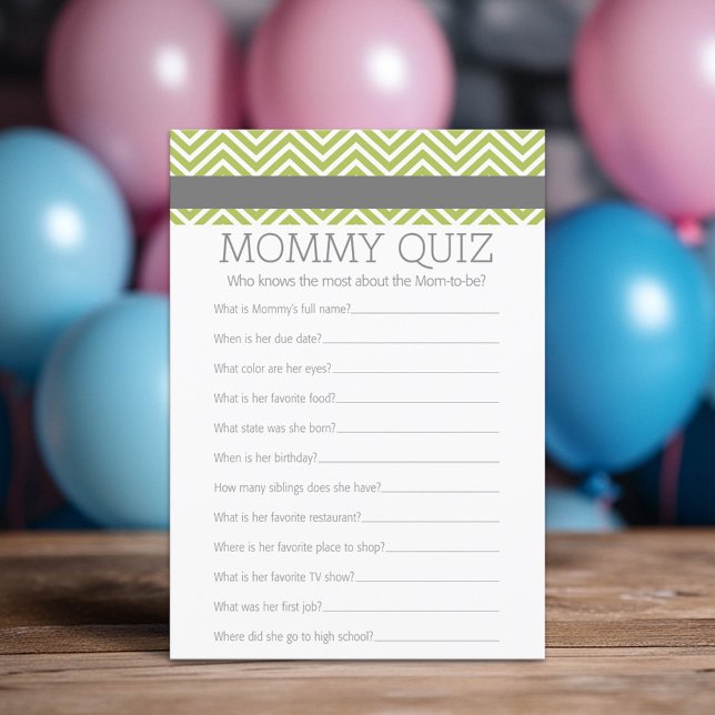 Carte Baby shower Game - Qui Connaît Mommy Meilleur Quiz (Custom Shower Game)