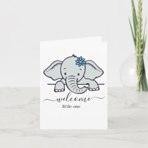 Carte Baby shower garçon, adorable bébé éléphant