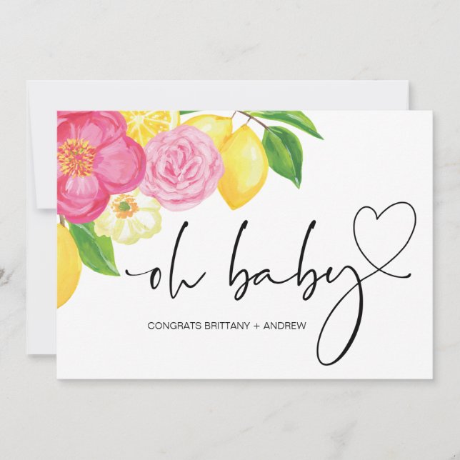Carte Baby shower Grossesse Félicitations Pink Floral (Devant)