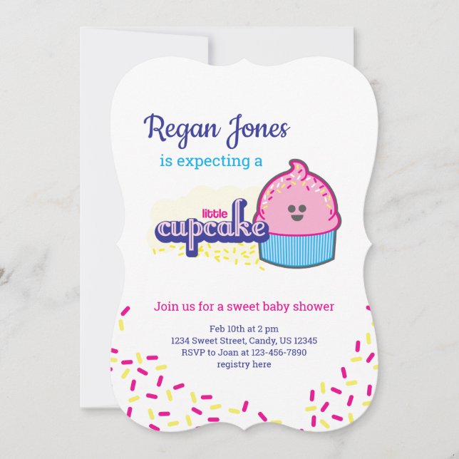 Carte Baby shower Little Cupcake personnalisé (Devant)