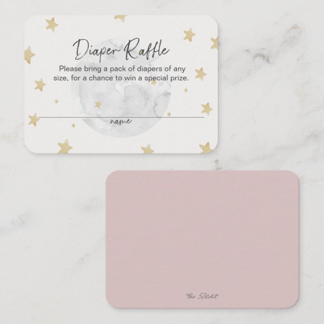 Carte Baby shower Lune Star Girl Pink Diaper (Devant / Derrière)