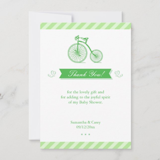 Carte Baby shower Merci vert (Devant)