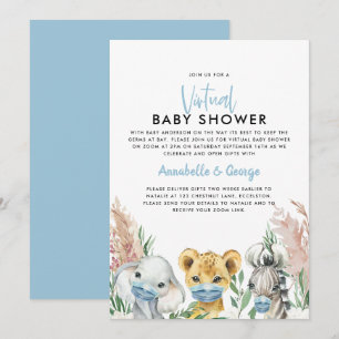 Carte Baby shower mignon par mail animal covid masque
