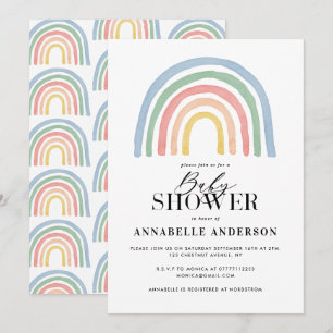 Carte Baby shower moderne imperméable arc-en-ciel élégan