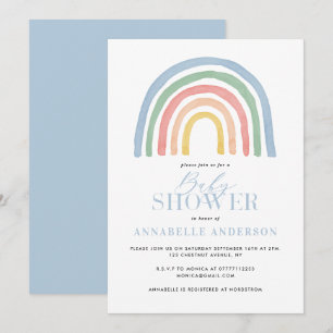 Carte Baby shower moderne imperméable arc-en-ciel élégan