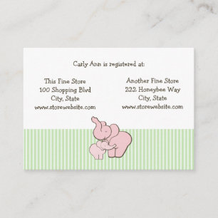 Carte baby shower Registre Pink Elephant Hugs